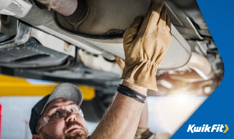 mechanic changing and exhaust system